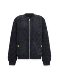 Balmain Sequin-Embellished Plush Jacket — Black