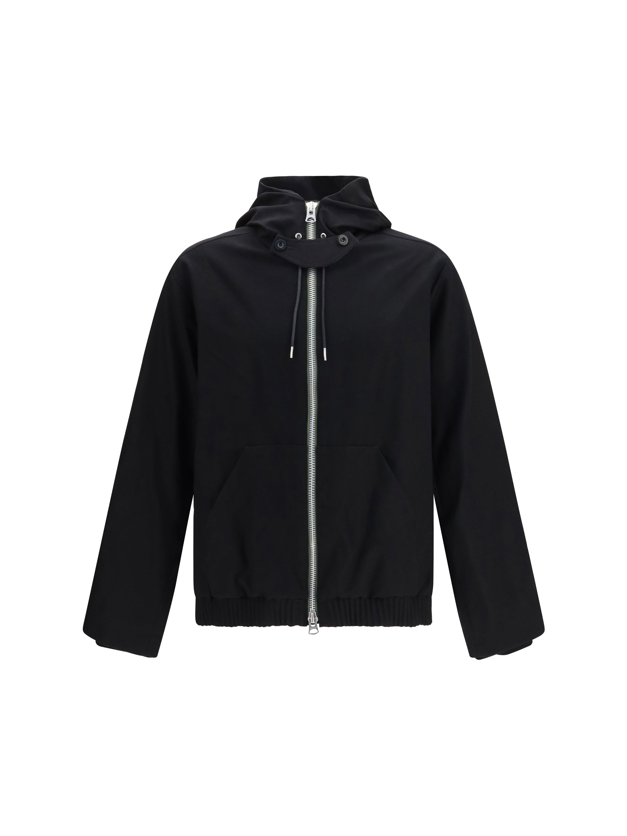 Sacai Hooded Merino Wool Flannel Jacket — Black