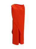Balenciaga Draped Silk Dress — Red