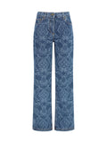 Etro Ornamental Jacquard Denim Jeans — Blue