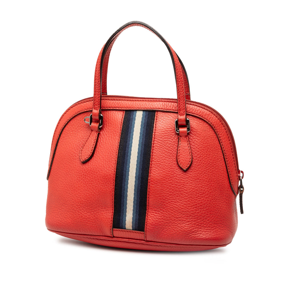 Mini Calfskin Web Dome Satchel