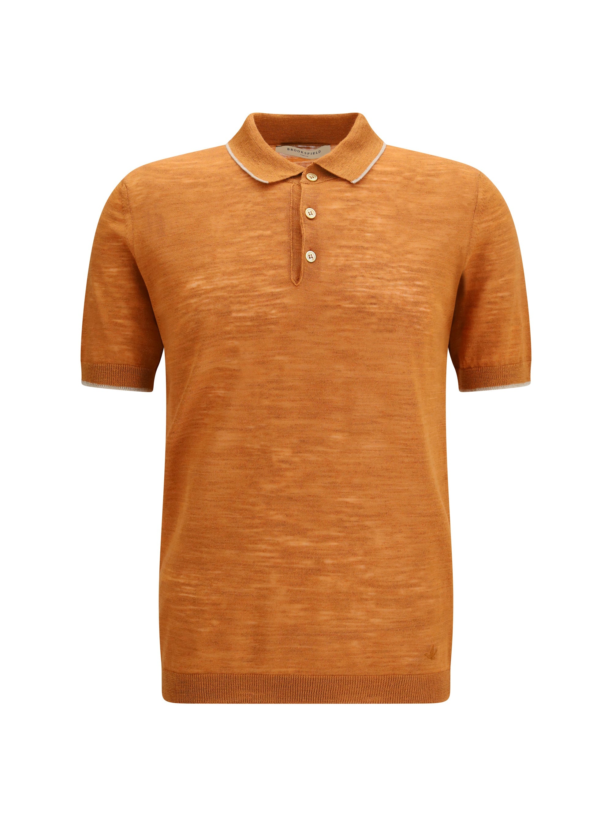 Brooksfield Linen-Blend Polo — Orange