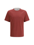 Brunello Cucinelli Two-Tone Cotton T-Shirt — Red