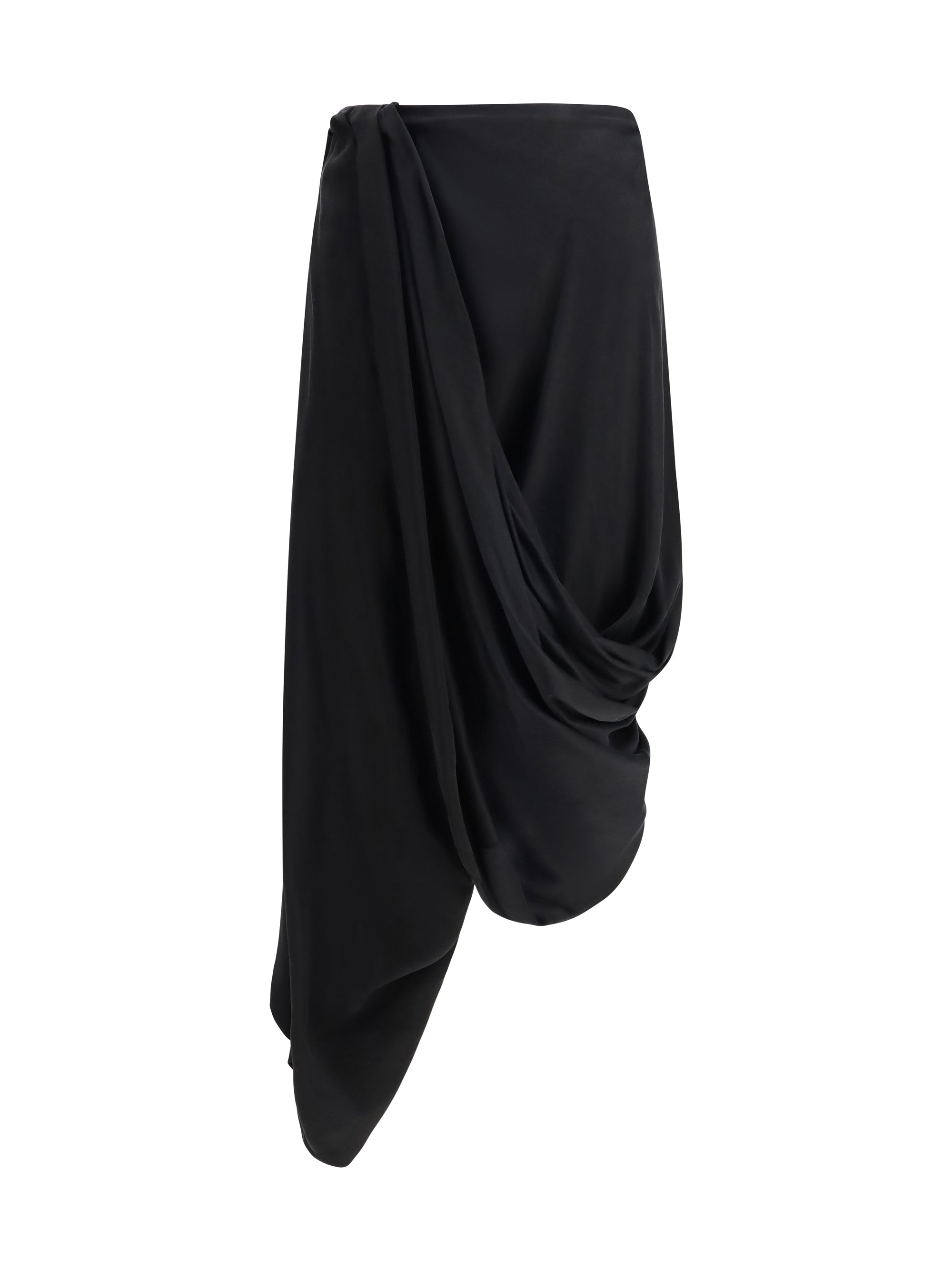 Maison Margiela Asymmetric Cupro Skirt — Black