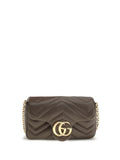 Gucci Chevron Quilted Leather Shoulder Bag — Brown
