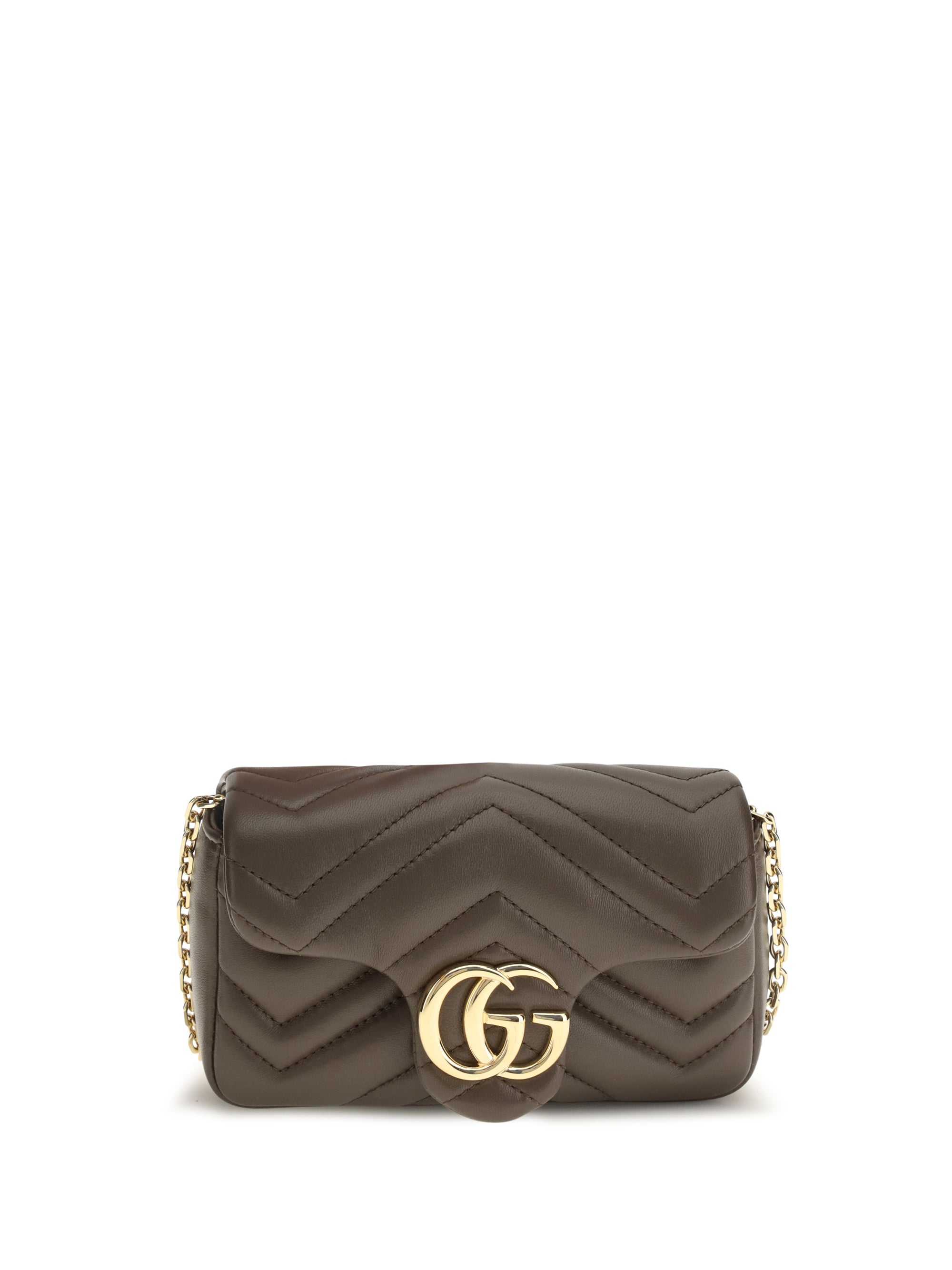 Gucci Chevron Quilted Leather Shoulder Bag — Brown