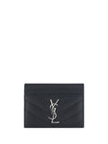 Saint Laurent Matelassé Leather Card Case — Black