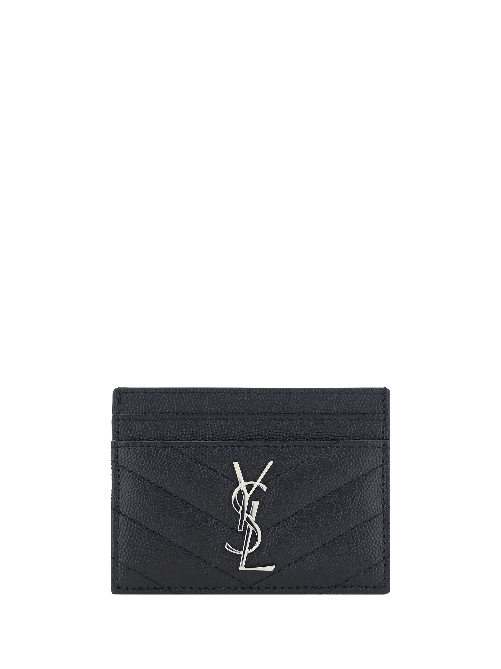 Saint Laurent Matelassé Leather Card Case — Black