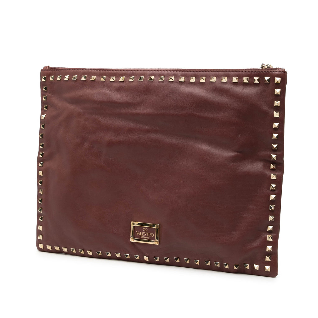Large Leather Rockstud Clutch