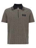 Balmain Logo-Embroidered Labyrinth Monogram Polo Shirt — Black