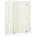 4 Panel 6' Tall Privacy Screen Freestanding Wood Partition, White