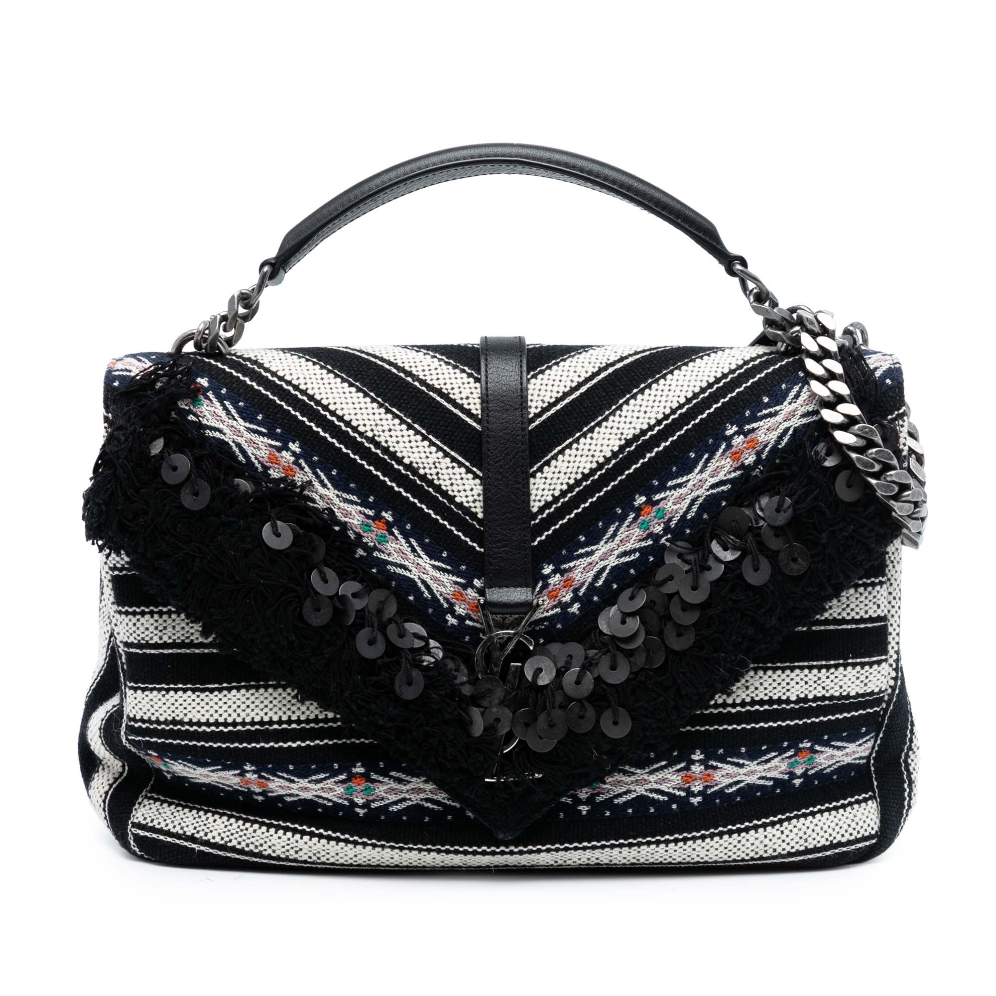 Large Chevron Berber Monogram College Satchel