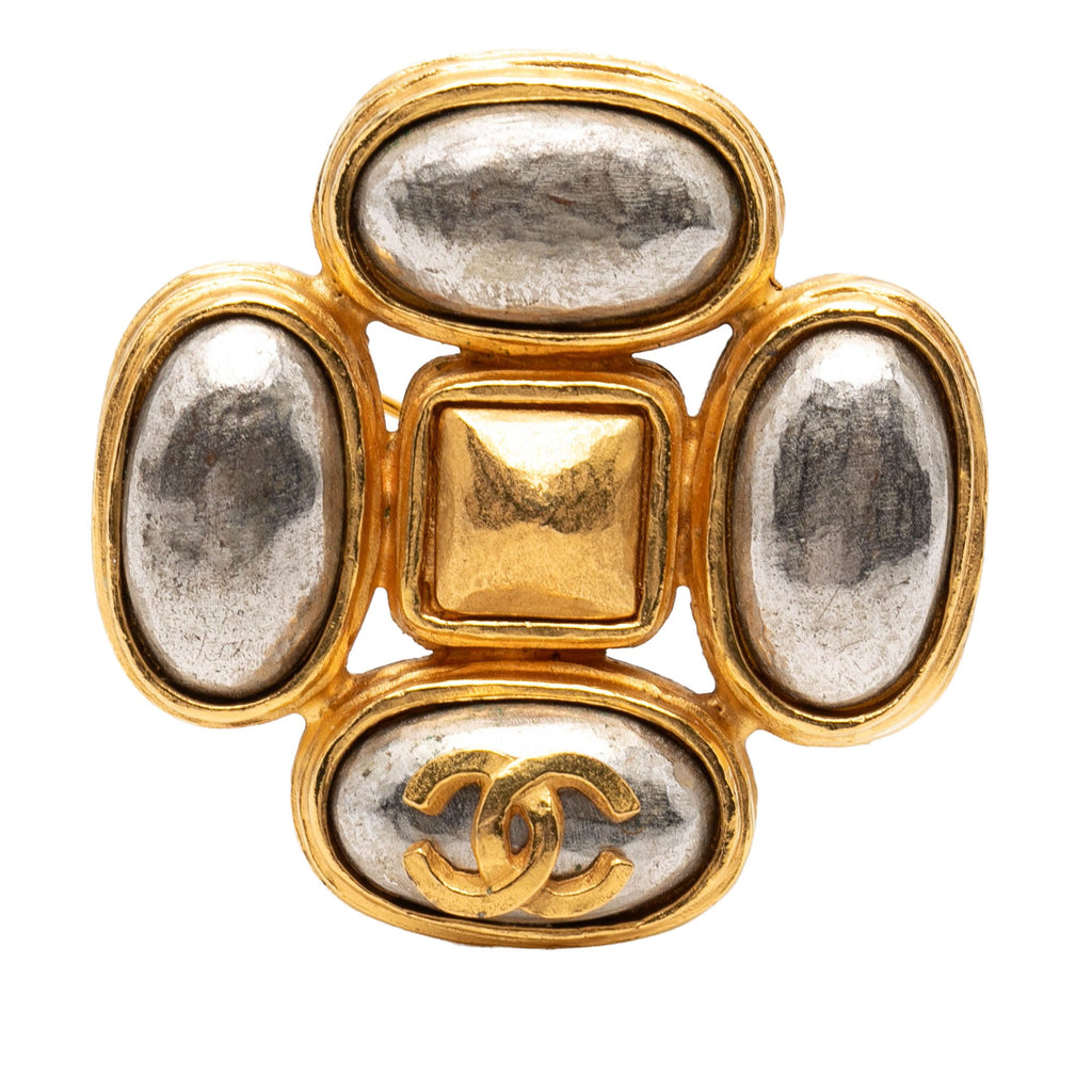 CC Gold Plated Gripoix Clover Brooch