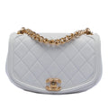 Small Quilted Calfskin Underline Saddle Flap