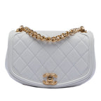 Small Quilted Calfskin Underline Saddle Flap