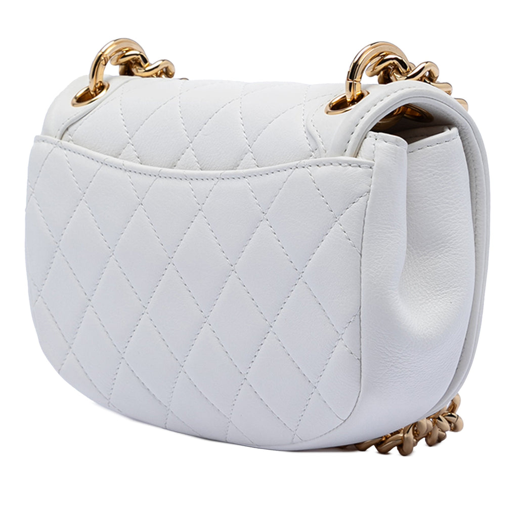 Small Quilted Calfskin Underline Saddle Flap