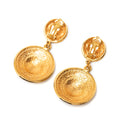 CC Gold Plated Round Dangle Clip On Earrings