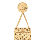 CC Gold Plated Quilted Bag Brooch
