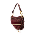 Oblique Velvet Embroidered Saddle Bag