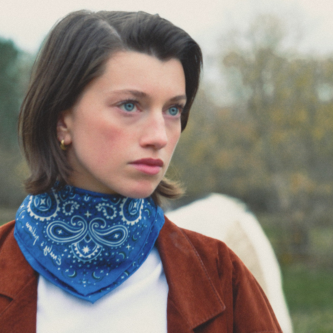 Foulard Bandana 100% pure soie - Bleu
