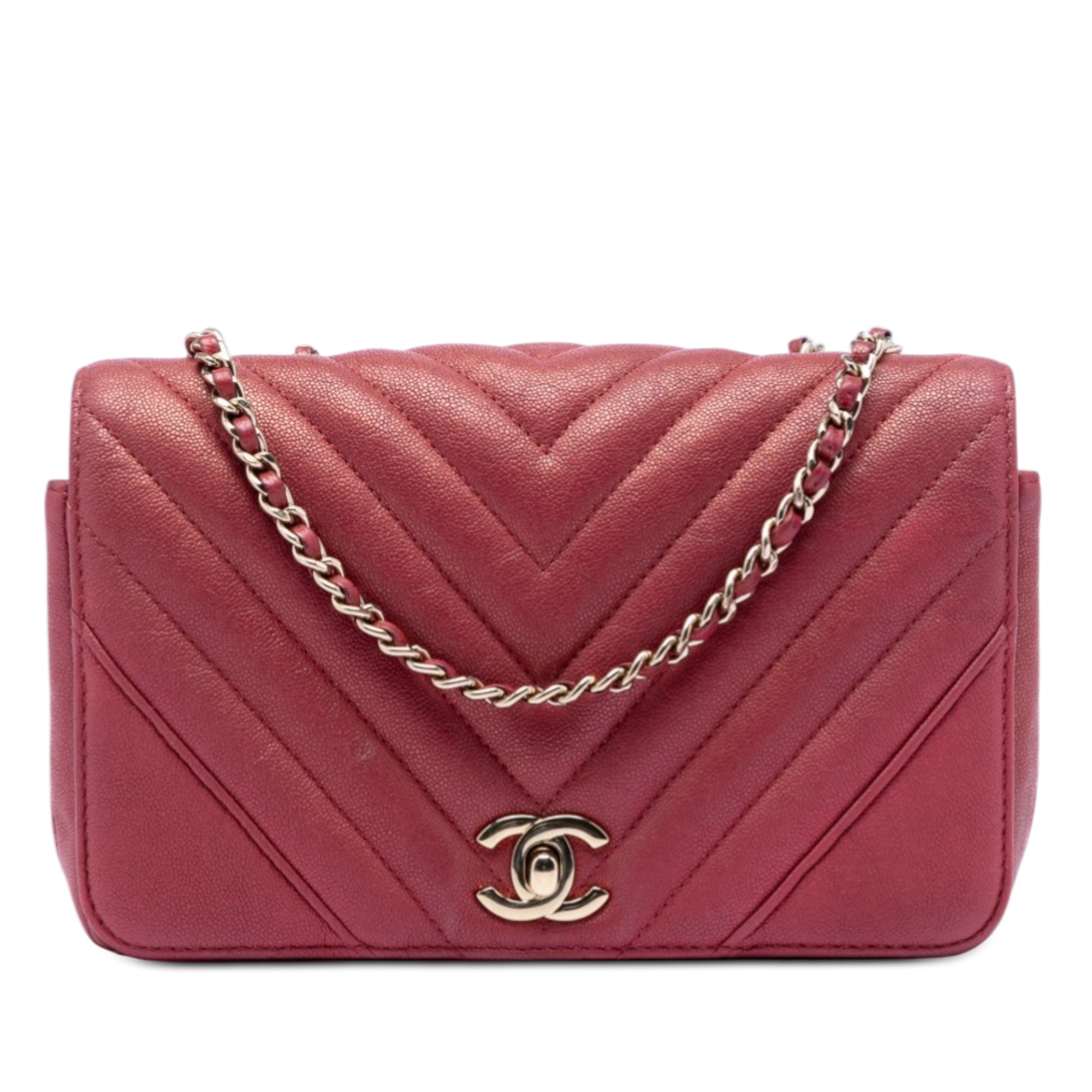 Small Chevron Caviar Statement Flap