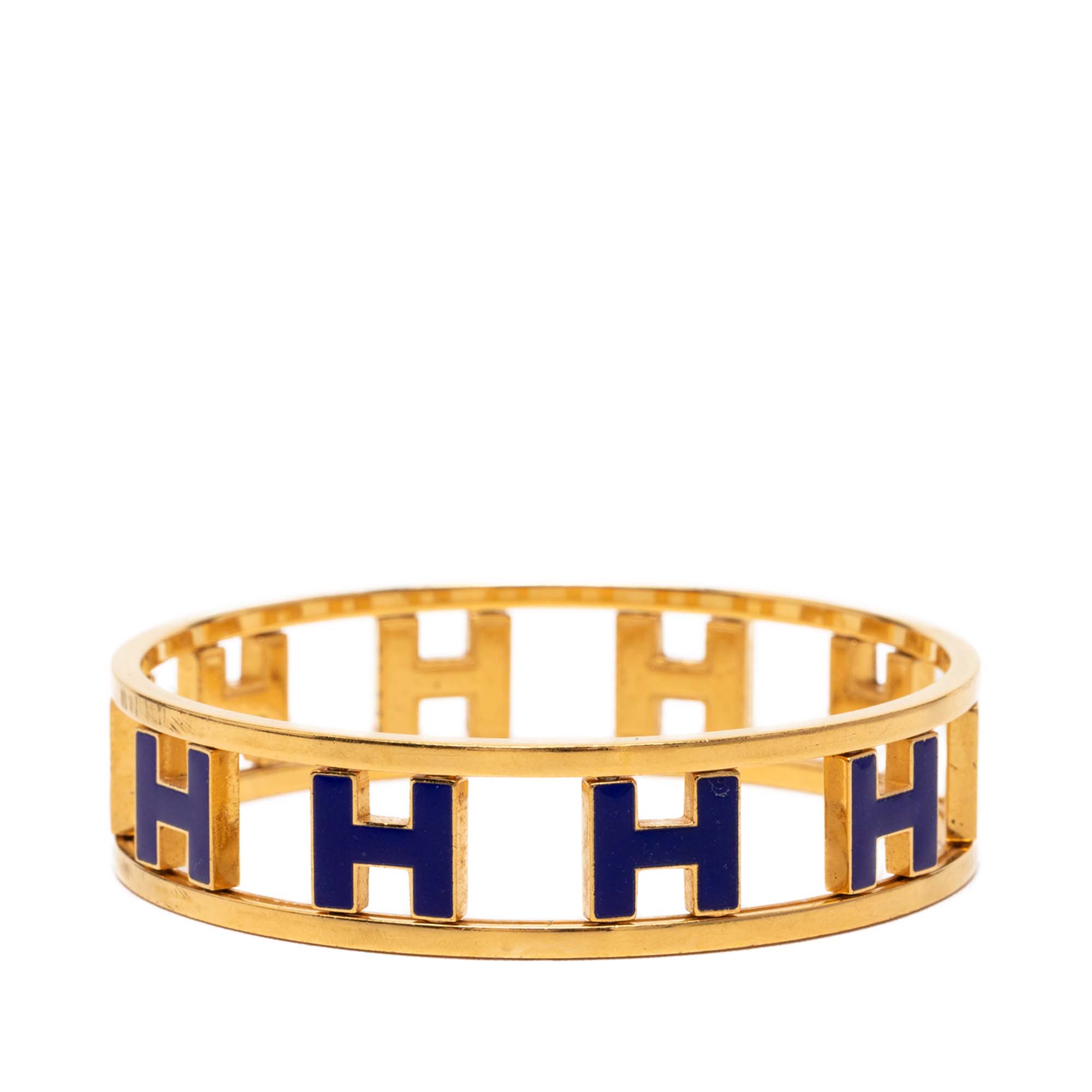 Gold Plated Enamel Rondo Ash H Bangle