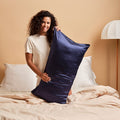 Taie d'oreiller 100% pure soie de mûrier - King Size - Bleu nuit