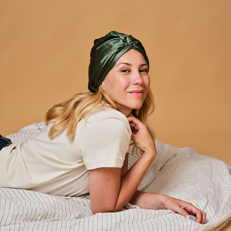 Turban 100% pure soie de mûrier - Vert sauge