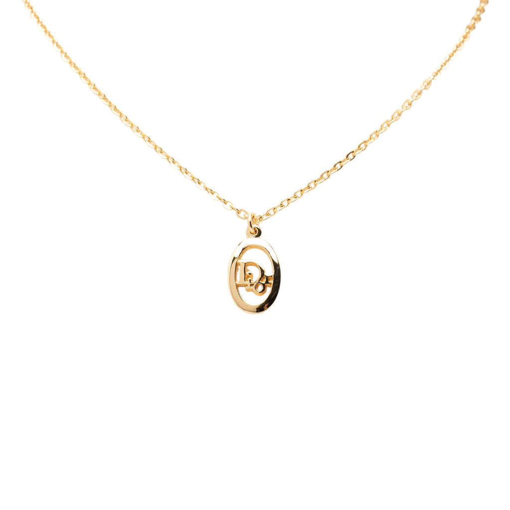Gold Plated Petit CD Logo Pendant Necklace