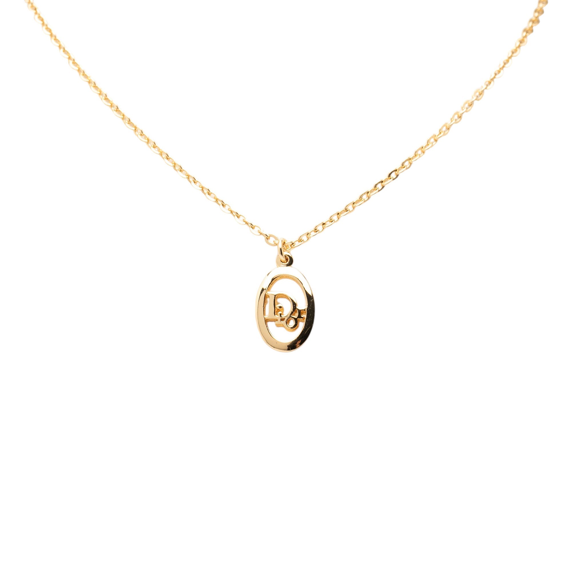 Gold Plated Petit CD Logo Pendant Necklace