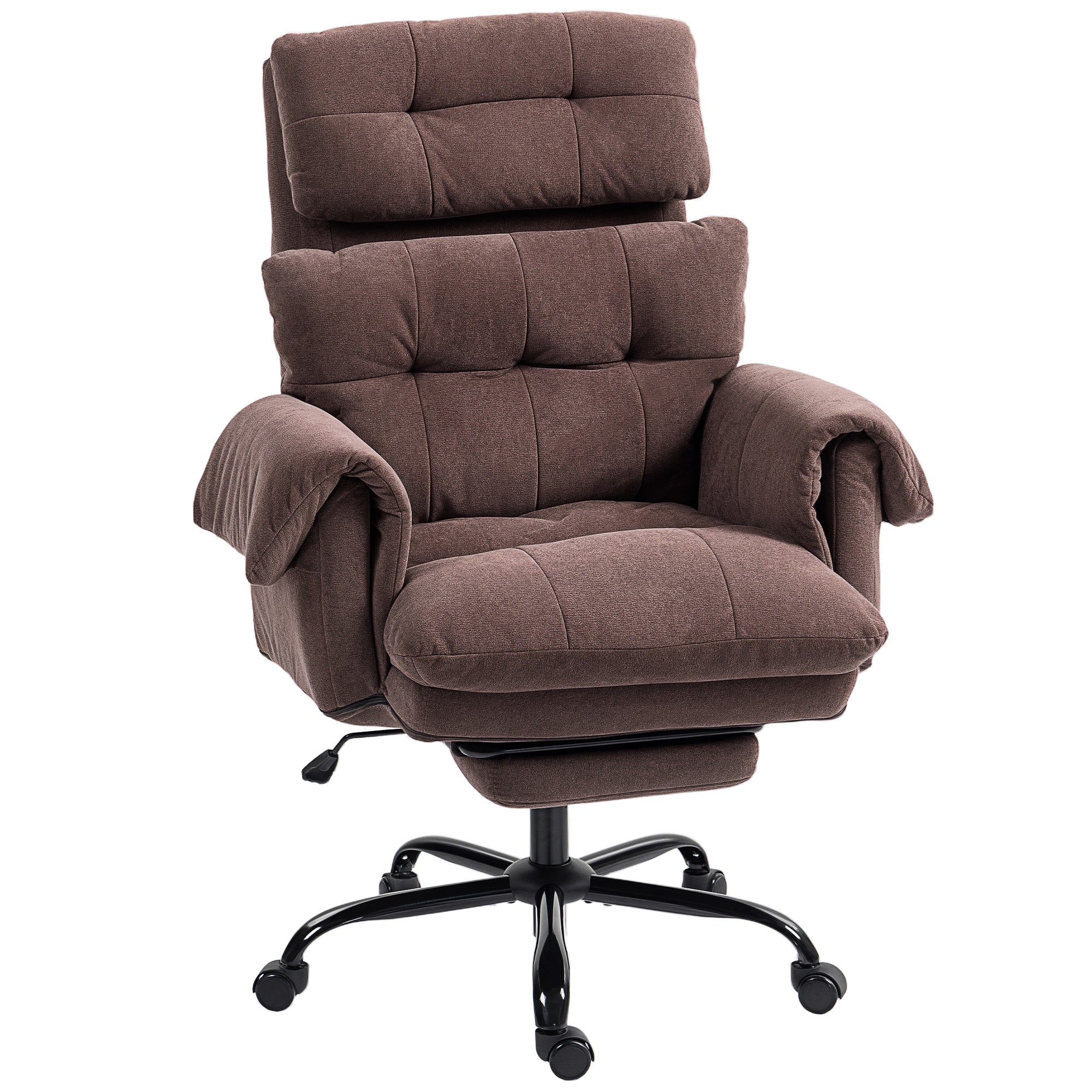 Ergonomic Reclining Office Chair with Footrest, Lumbar Support, Headrest, Coffee