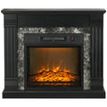 Electric Fireplace with Flame Effect, Adjustable Temperature & Overheating Protection, Black
