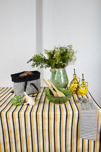 Mantel loneta amarillo y negro