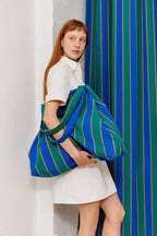 Bolso shopper maxi lona toldo rayas