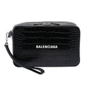 Croc Embossed Leather Wristlet Clutch