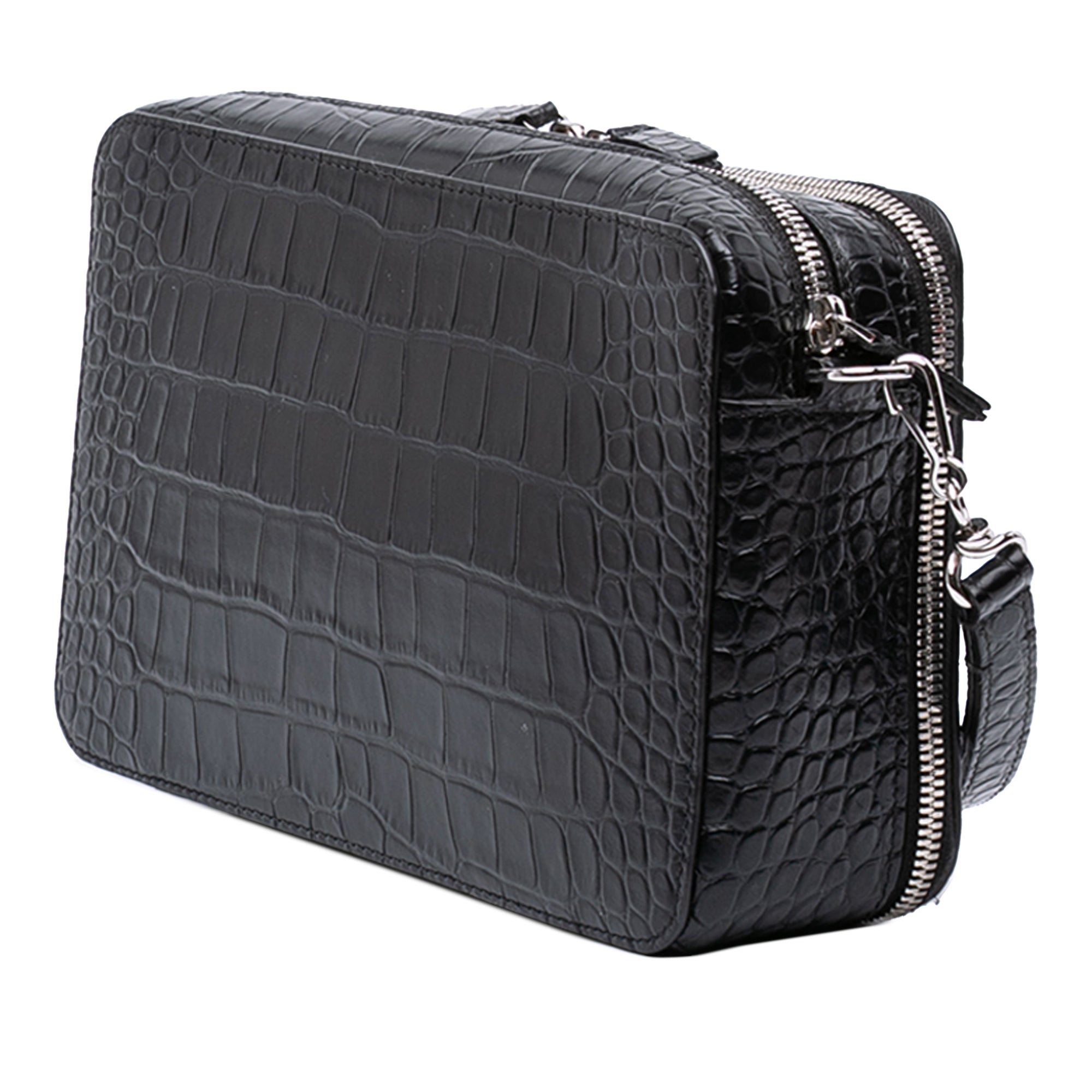 Croc Embossed Leather Wristlet Clutch