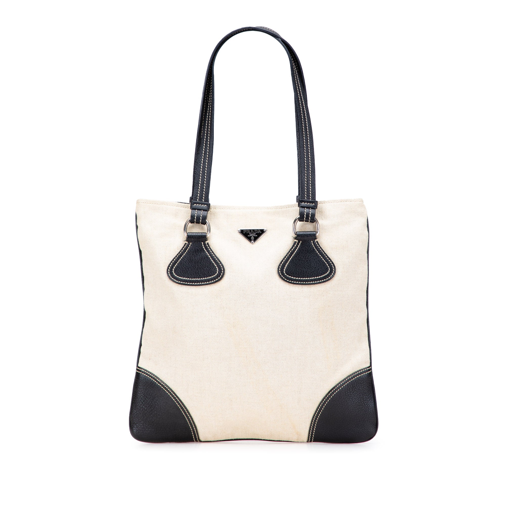 Vitello Trimmed Canvas Canapa Tote