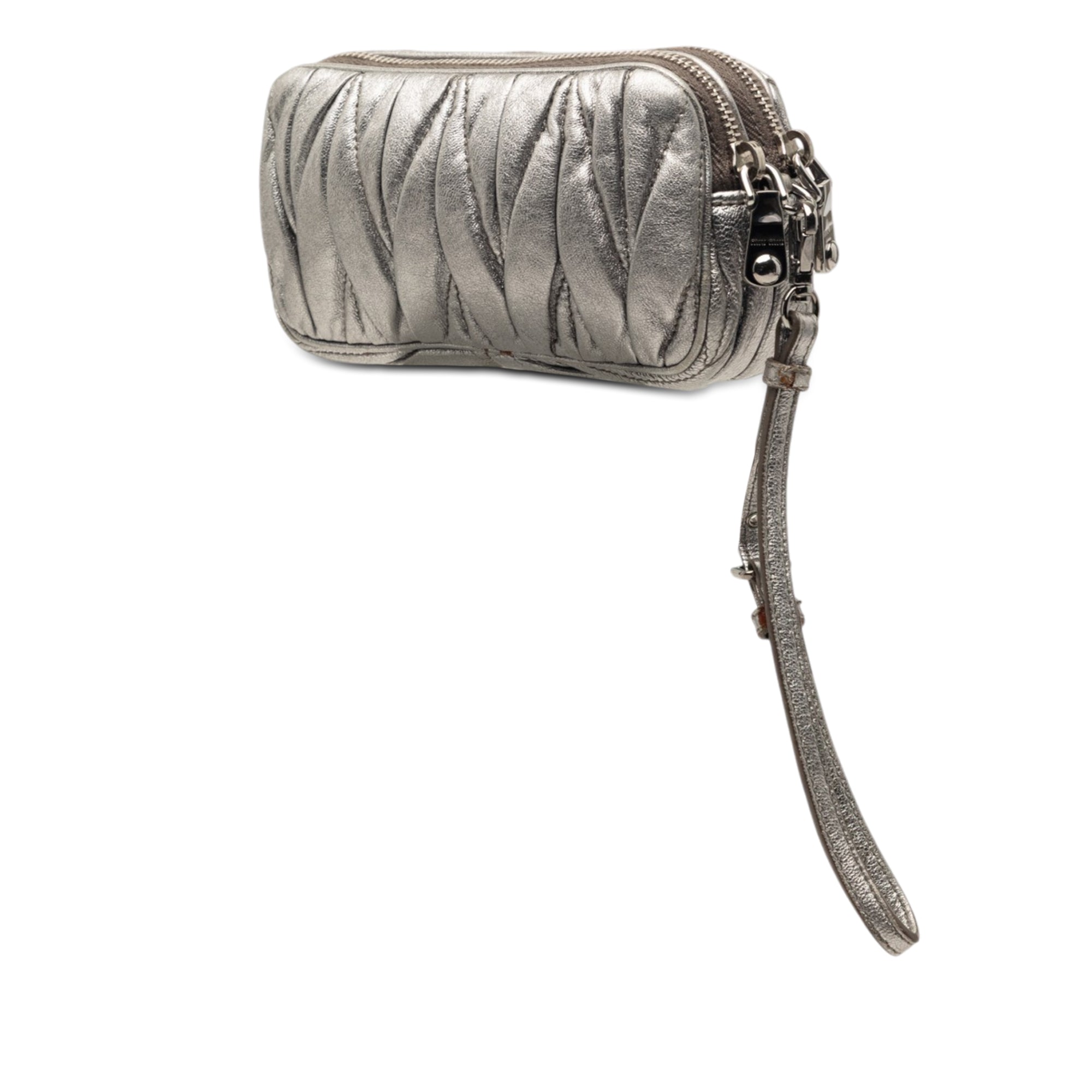Matelasse Metallic Nappa Double Zip Pouch
