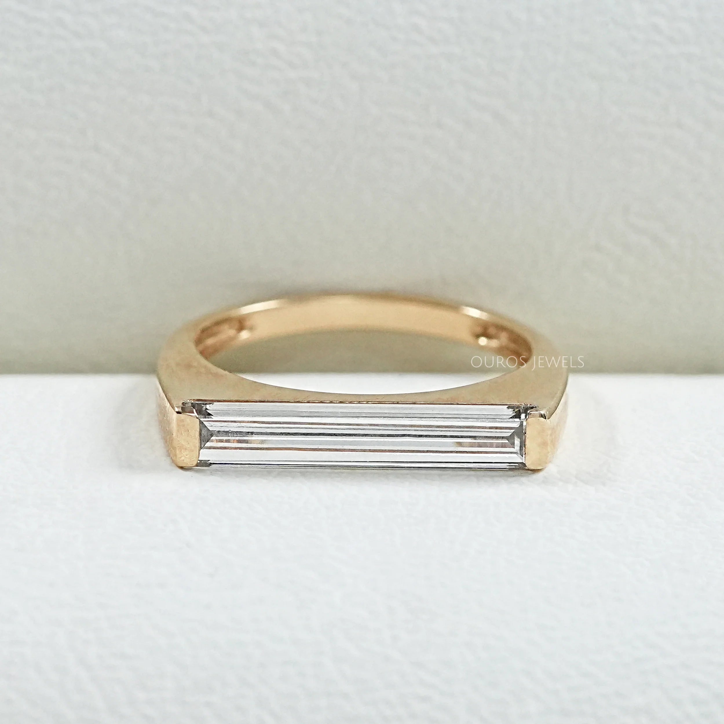 East West Baguette Lab Diamond Solitaire Ring