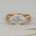 East West Old Mine Moval Lab Diamond Engagement Ring