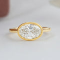 East West Oval Lab Diamond Bezel Set Ring