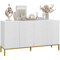 Modern Sideboard with Soft-Close Doors Adjustable Shelves & Gold Legs, White