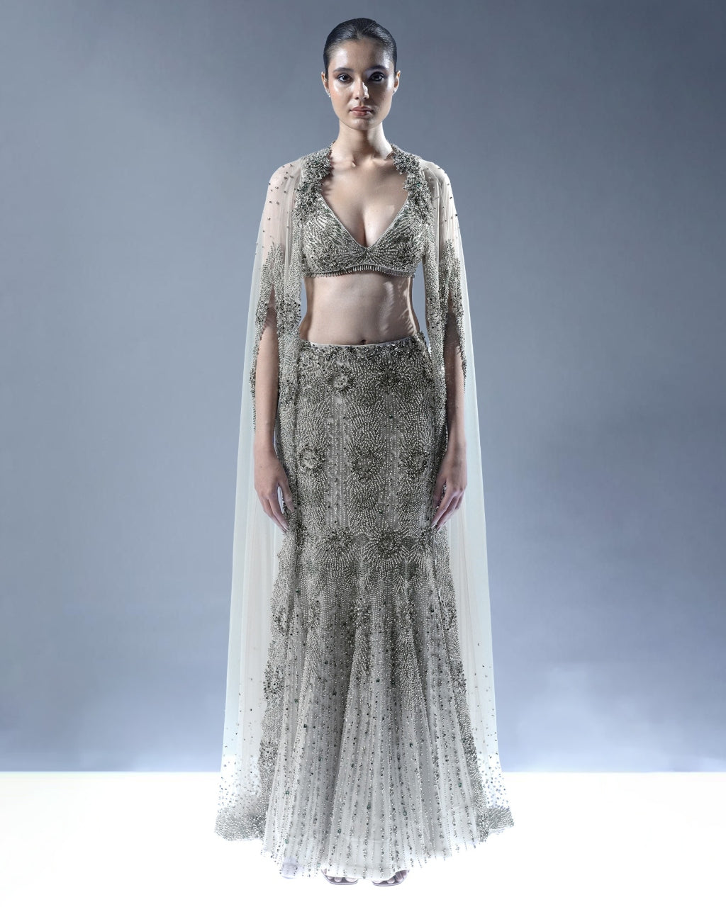 Pearl Cascade Lehenga Set By KYNAH, Luxury Indian Fashion & Bridal Wear