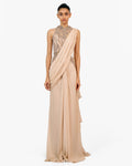 The Nude Pink Anatomical Pearl Sari Gown By KYNAH, Luxury Indian Fashion & Bridal Wear