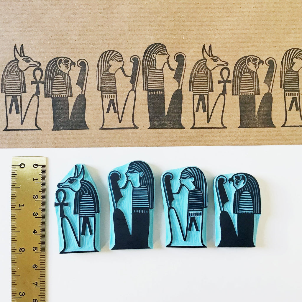 Egyptian iconography rubber stamps from the book of the death