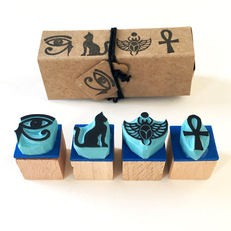Egyptian symbols mini rubber stamp set of 4