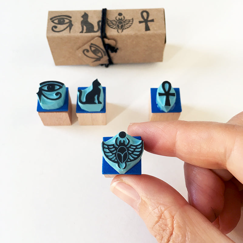 Egyptian symbols mini rubber stamp set of 4