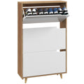 Entryway Slim Shoe Rack Cabinet w/ 3 Flip Drawers & Adjustable Shelves for 18-24 Pairs, White