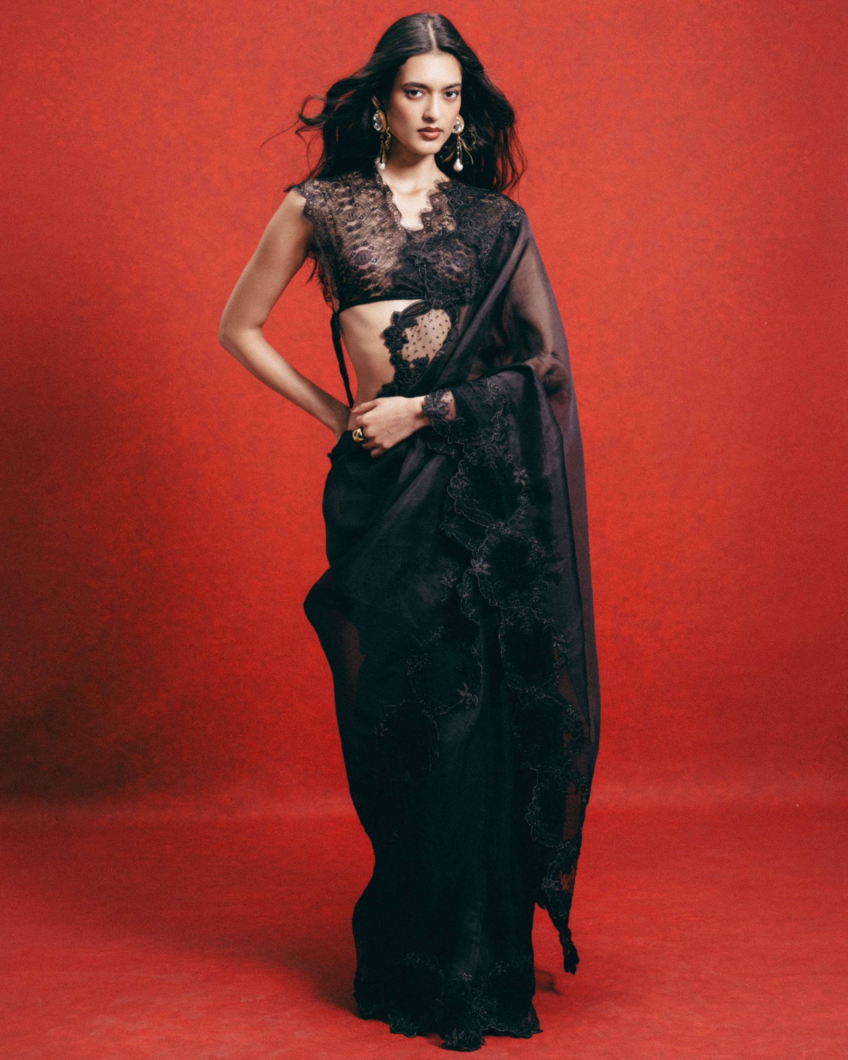 Handwoven Black Kora Banarasi Sari By KYNAH, Luxury Indian Fashion & Bridal Wear