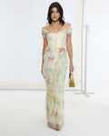 Handwoven Pistachio Green Printed Sari By KYNAH, Luxury Indian Fashion & Bridal Wear